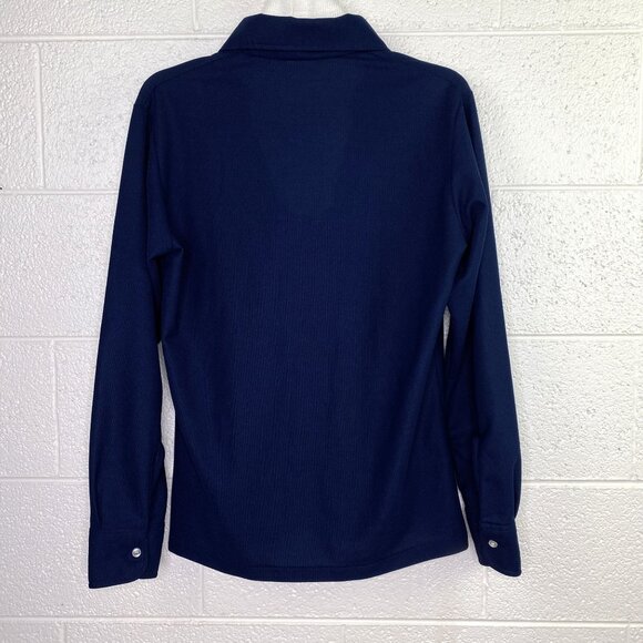 Vintage David Homison Turtleneck Mod Long Sleeve Shirt Mens Medium Navy Blue - Picture 2 of 11